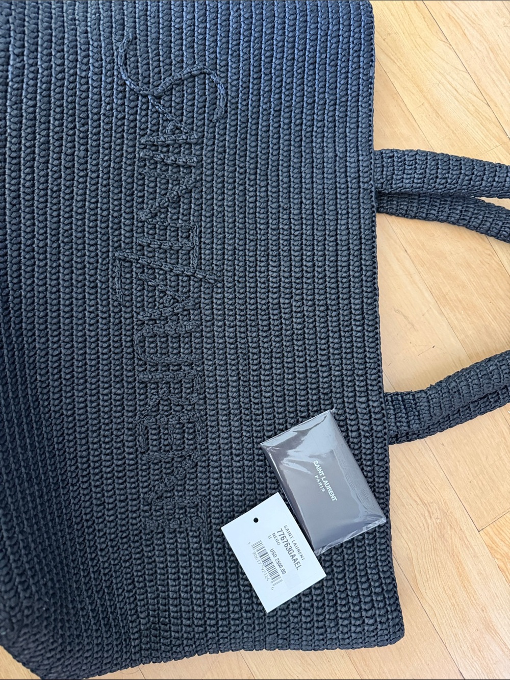 Saint Laurent Black Textured Tote Bag - Picture 6 of 6